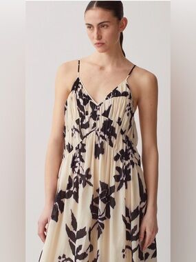 Comptoir des Cotonniers Abstract Floral Cotton Voile Dress - French Chic: XS